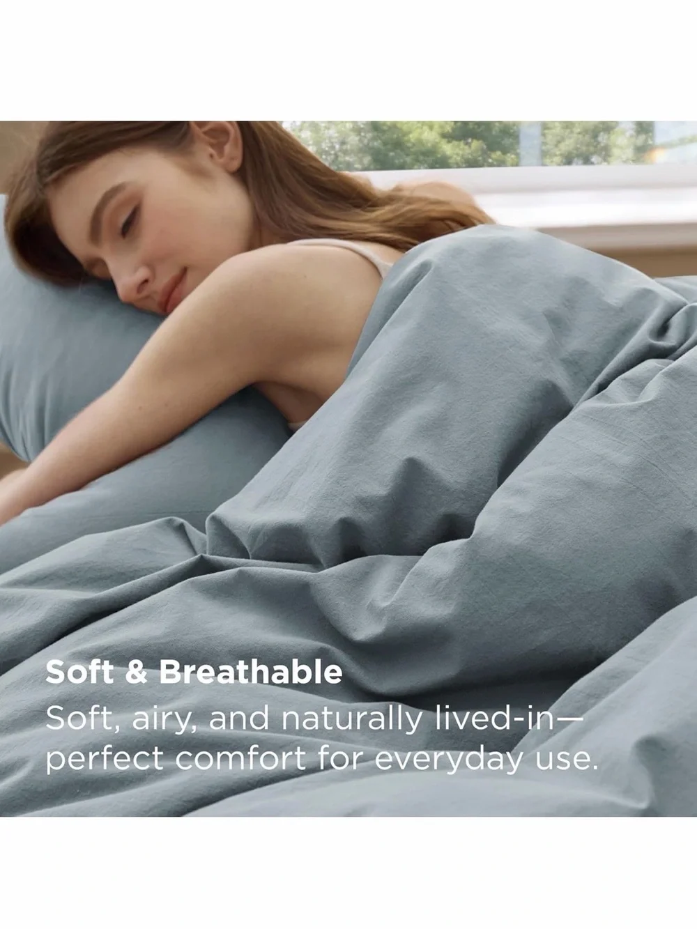 Bedsure PureWoven 100% Washed Cotton Duvet🛏️3PC Cover Set King Sz
